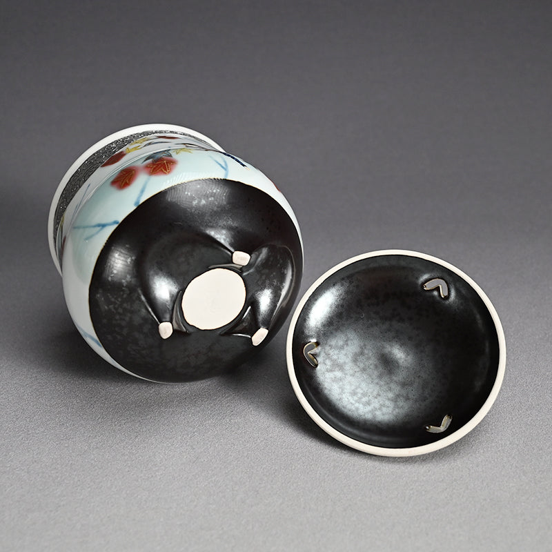 Platinum Glazed Koro Incense burner ー山本 一洋 "純プラチナ彩 紅の森"