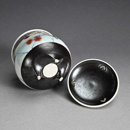 Platinum Glazed Koro Incense burner ー山本 一洋 "純プラチナ彩 紅の森"