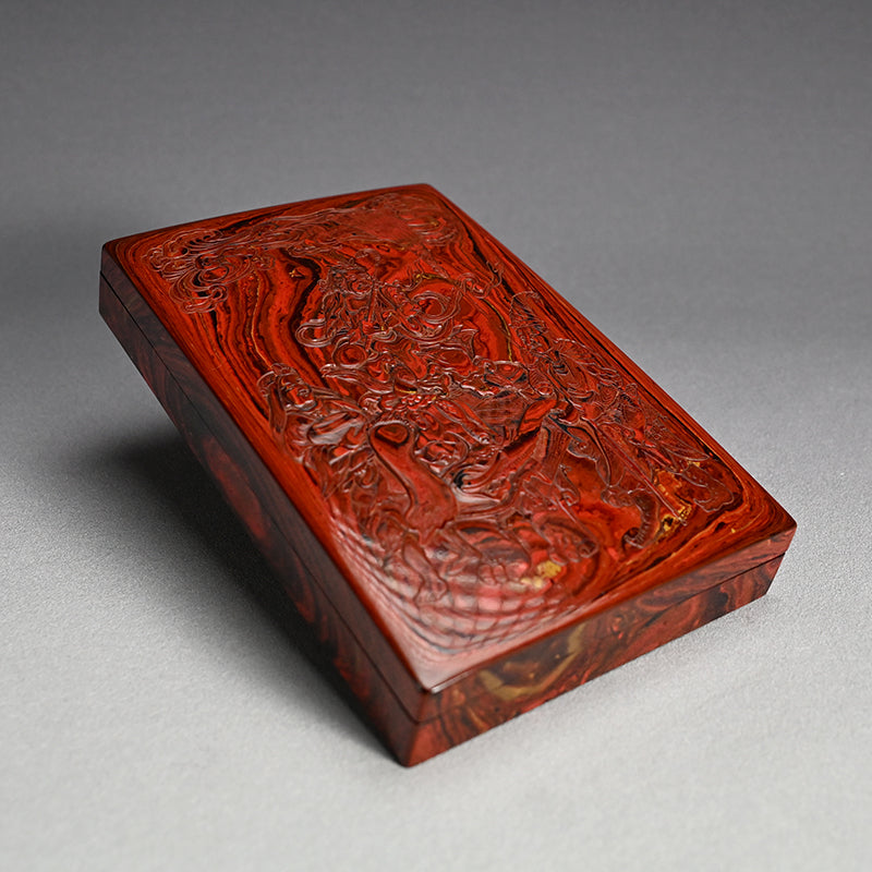 Antique Carved Kagawa-Nuri Solid Lacquer Box