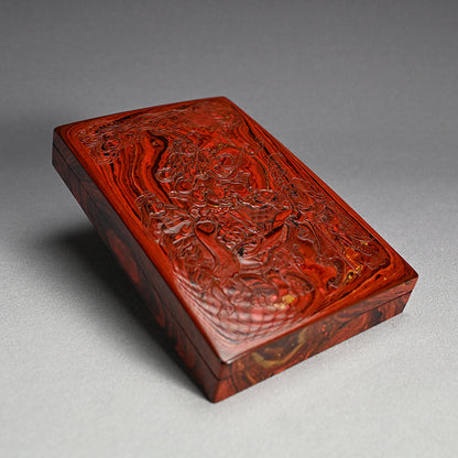 Antique Carved Kagawa-Nuri Solid Lacquer Box