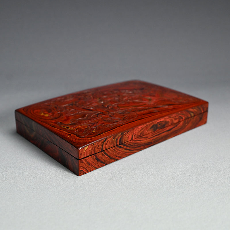 Antique Carved Kagawa-Nuri Solid Lacquer Box