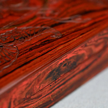 Antique Carved Kagawa-Nuri Solid Lacquer Box