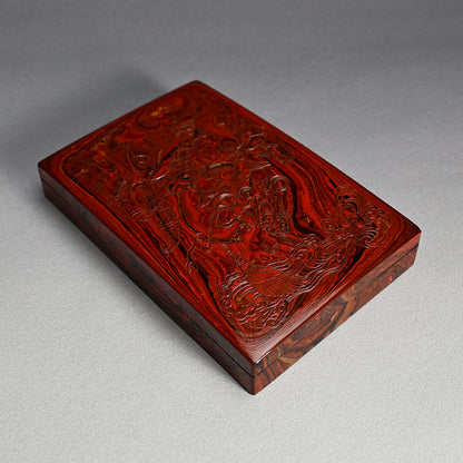 Antique Carved Kagawa-Nuri Solid Lacquer Box