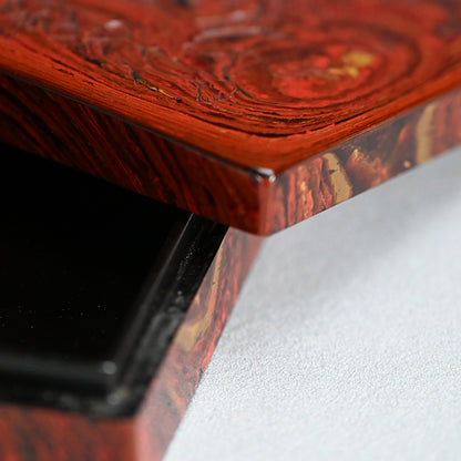 Antique Carved Kagawa-Nuri Solid Lacquer Box