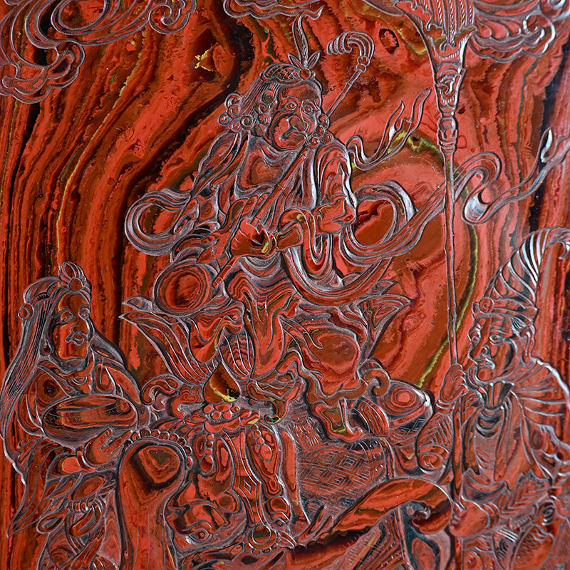 Antique Carved Kagawa-Nuri Solid Lacquer Box