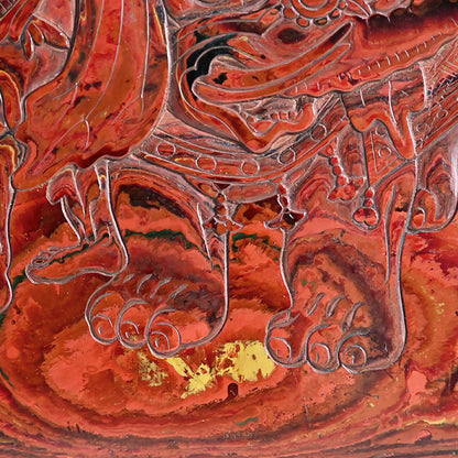 Antique Carved Kagawa-Nuri Solid Lacquer Box