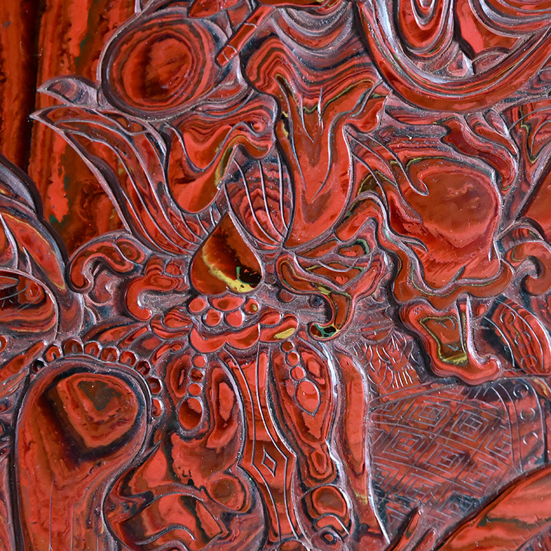 Antique Carved Kagawa-Nuri Solid Lacquer Box