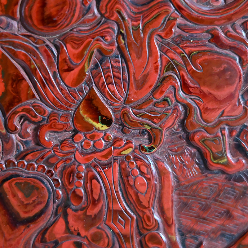 Antique Carved Kagawa-Nuri Solid Lacquer Box
