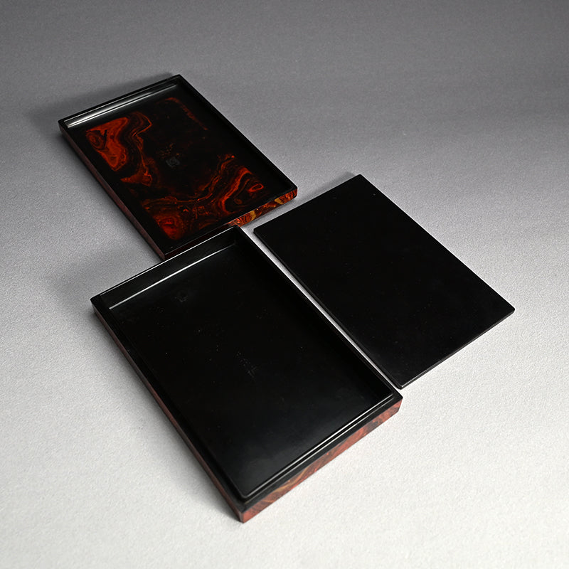 Antique Carved Kagawa-Nuri Solid Lacquer Box