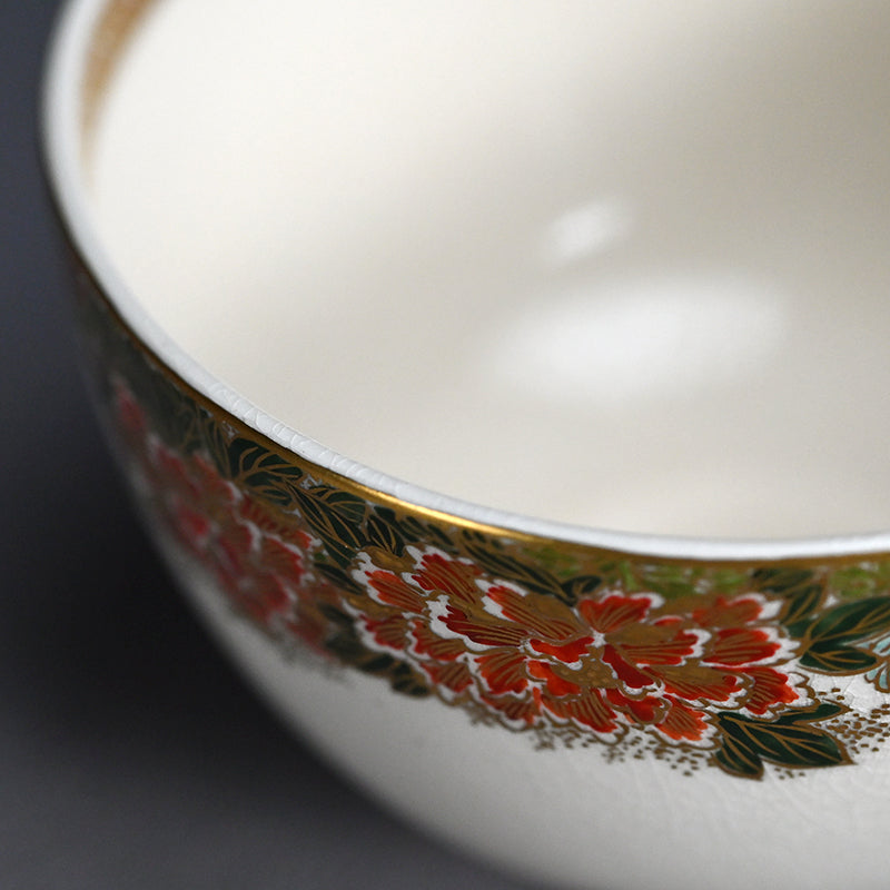 Satsuma Chawan Tea Bowl ー橋本 陶正山 "薩摩内七宝割菊牡丹ノ絵茶碗"
