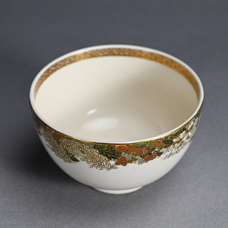 Satsuma Chawan Tea Bowl ー橋本 陶正山 "薩摩内七宝割菊牡丹ノ絵茶碗"