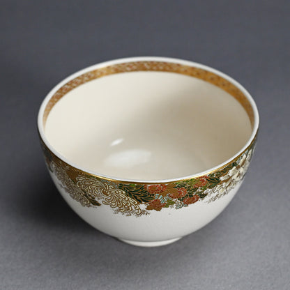 Satsuma Chawan Tea Bowl ー橋本 陶正山 "薩摩内七宝割菊牡丹ノ絵茶碗"