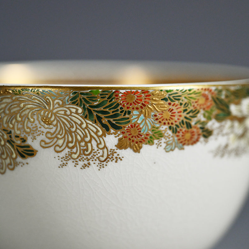 Satsuma Chawan Tea Bowl ー橋本 陶正山 "薩摩内七宝割菊牡丹ノ絵茶碗"