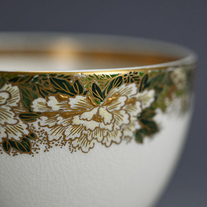 Satsuma Chawan Tea Bowl ー橋本 陶正山 "薩摩内七宝割菊牡丹ノ絵茶碗"