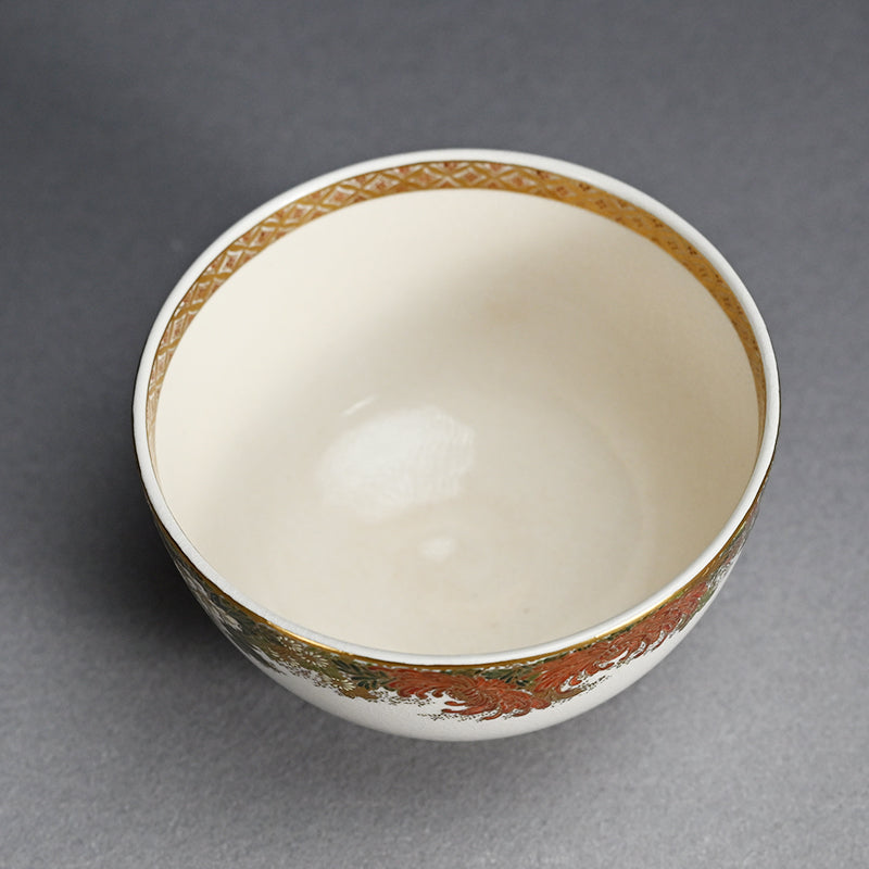 Satsuma Chawan Tea Bowl ー橋本 陶正山 "薩摩内七宝割菊牡丹ノ絵茶碗"