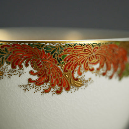Satsuma Chawan Tea Bowl ー橋本 陶正山 "薩摩内七宝割菊牡丹ノ絵茶碗"