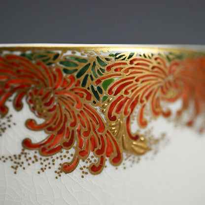 Satsuma Chawan Tea Bowl ー橋本 陶正山 "薩摩内七宝割菊牡丹ノ絵茶碗"