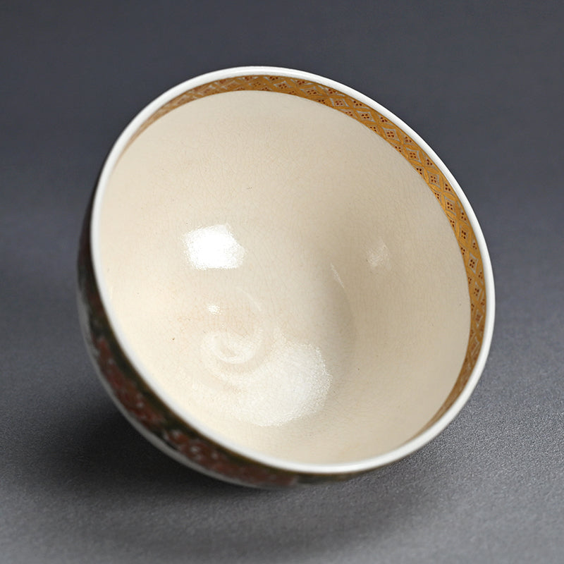 Satsuma Chawan Tea Bowl ー橋本 陶正山 "薩摩内七宝割菊牡丹ノ絵茶碗"
