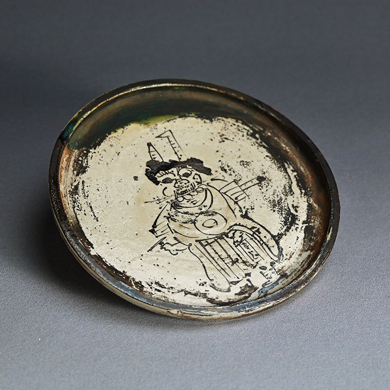 Antique Japanese Mingei Abura-zara, Oni no Nenbutsu Devil