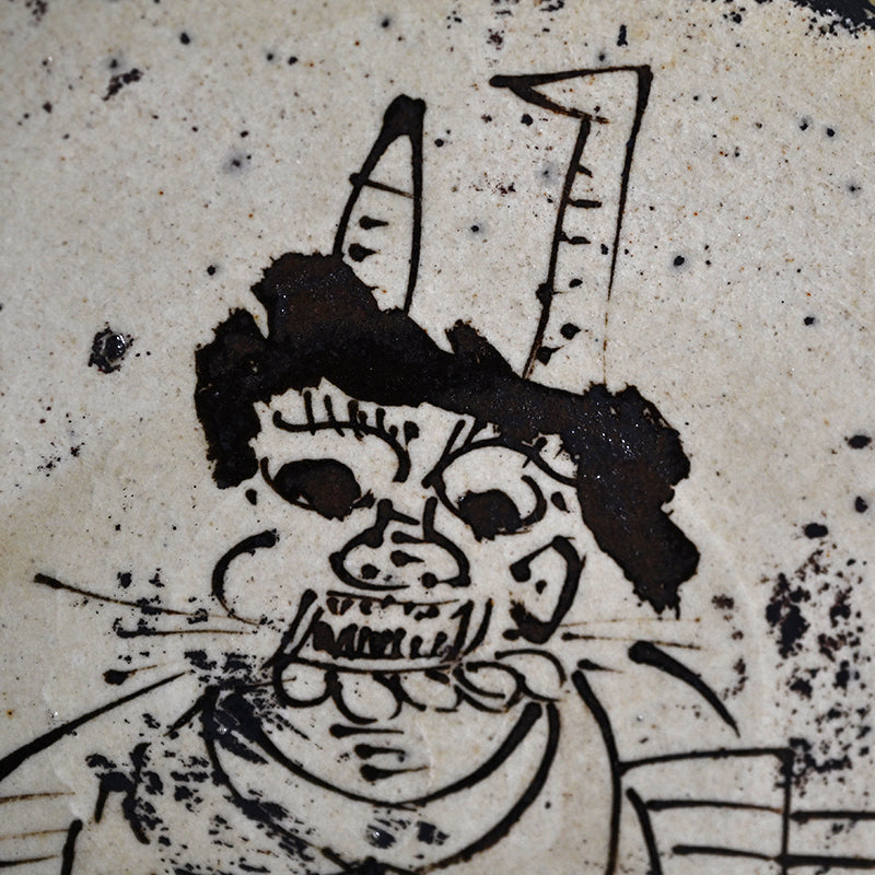 Antique Japanese Mingei Abura-zara, Oni no Nenbutsu Devil