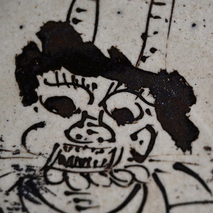 Antique Japanese Mingei Abura-zara, Oni no Nenbutsu Devil