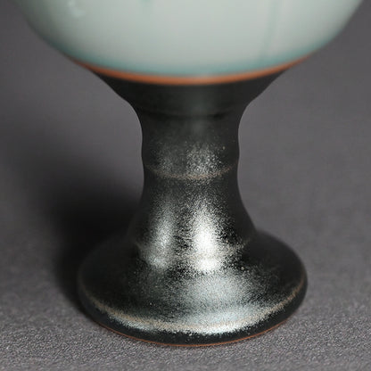 Celedon Stemmed Cup Set, A ー土井 雅文 “鉄彩磁点線文高脚杯”