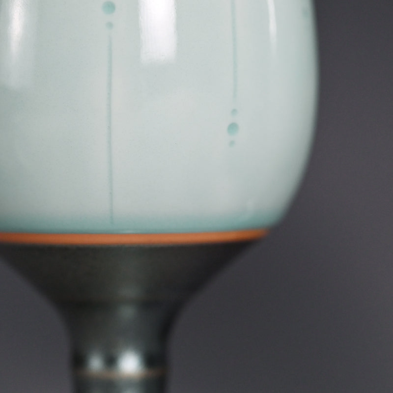 Celedon Stemmed Cup Set, A ー土井 雅文 “鉄彩磁点線文高脚杯”