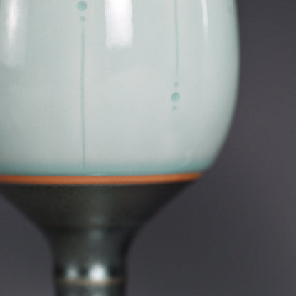 Celedon Stemmed Cup Set, A ー土井 雅文 “鉄彩磁点線文高脚杯”