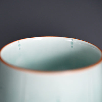 Celedon Stemmed Cup Set, A ー土井 雅文 “鉄彩磁点線文高脚杯”