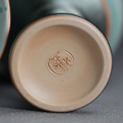 Celedon Stemmed Cup Set, A ー土井 雅文 “鉄彩磁点線文高脚杯”