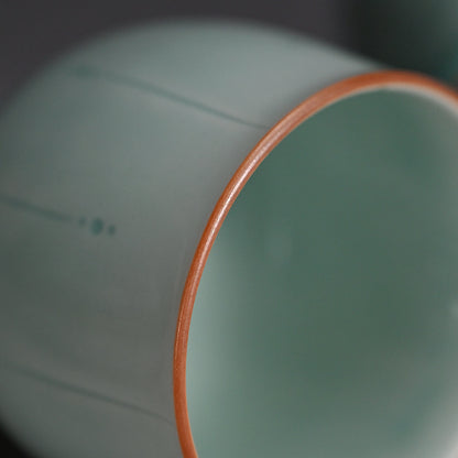 Celedon Stemmed Cup Set, A ー土井 雅文 “鉄彩磁点線文高脚杯”