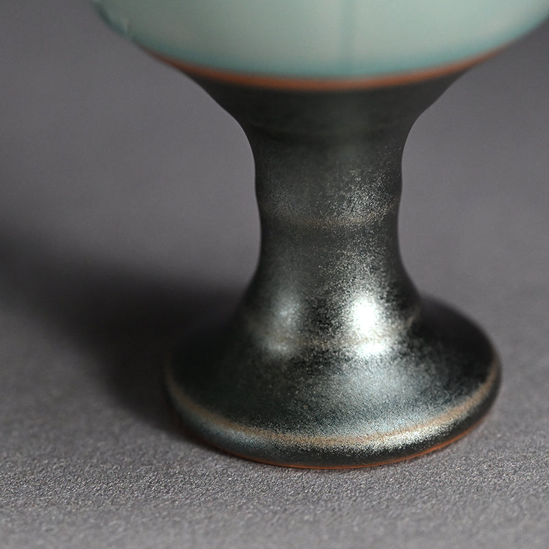 Celedon Stemmed Cup Set, B ー土井 雅文 “鉄彩磁点線文高脚杯”