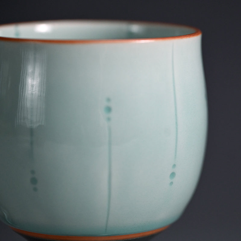 Celedon Stemmed Cup Set, B ー土井 雅文 “鉄彩磁点線文高脚杯”