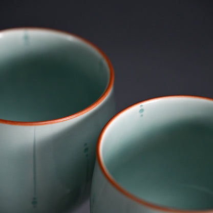 Celedon Stemmed Cup Set, B ー土井 雅文 “鉄彩磁点線文高脚杯”