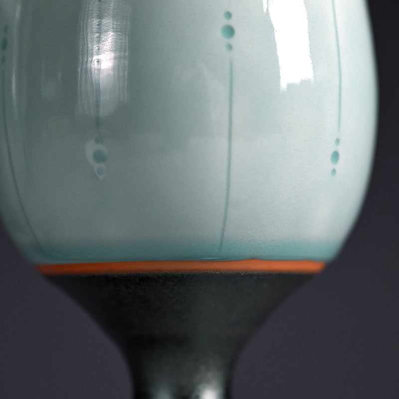 Celedon Stemmed Cup Set, B ー土井 雅文 “鉄彩磁点線文高脚杯”