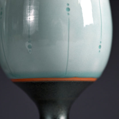 Celedon Stemmed Cup Set, B ー土井 雅文 “鉄彩磁点線文高脚杯”
