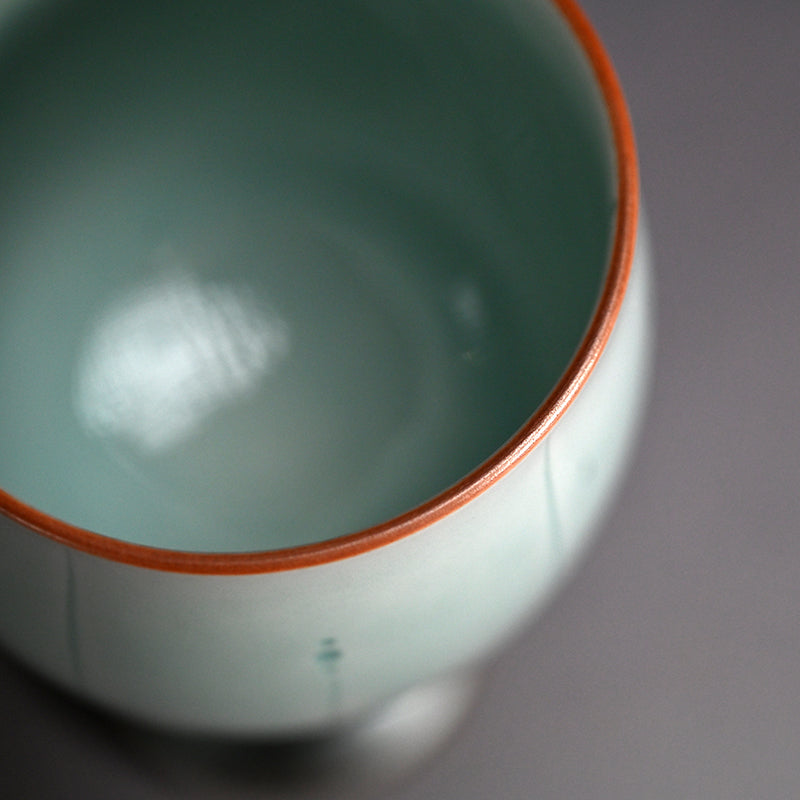 Celedon Stemmed Cup Set, B ー土井 雅文 “鉄彩磁点線文高脚杯”