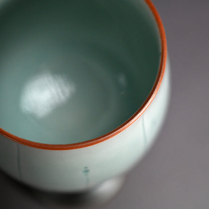 Celedon Stemmed Cup Set, B ー土井 雅文 “鉄彩磁点線文高脚杯”