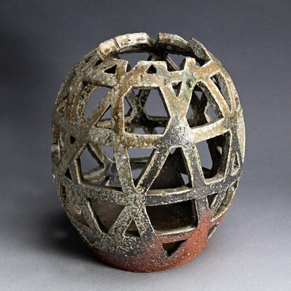 Rare Shogaraki Woven Ceramic Tsubo ー小山 清子 “信楽自然釉 壺”