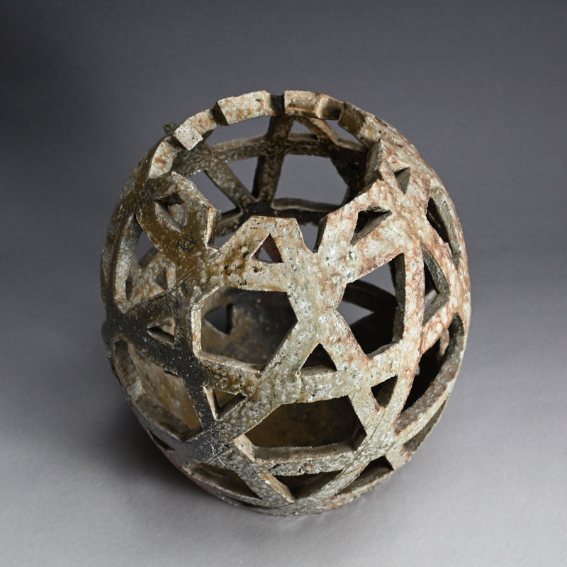 Rare Shogaraki Woven Ceramic Tsubo ー小山 清子 “信楽自然釉 壺”