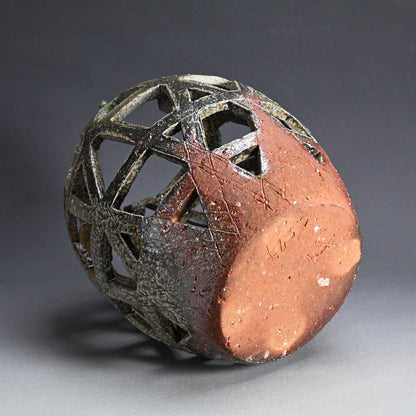 Rare Shogaraki Woven Ceramic Tsubo ー小山 清子 “信楽自然釉 壺”