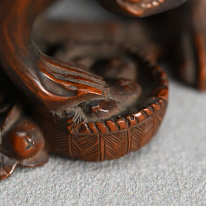 Carved Wooden Monkey Troop Stand for Crystal Ball