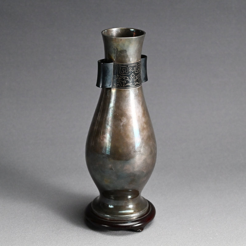 Stunning Antique Classical Japanese Solid Silver Vase