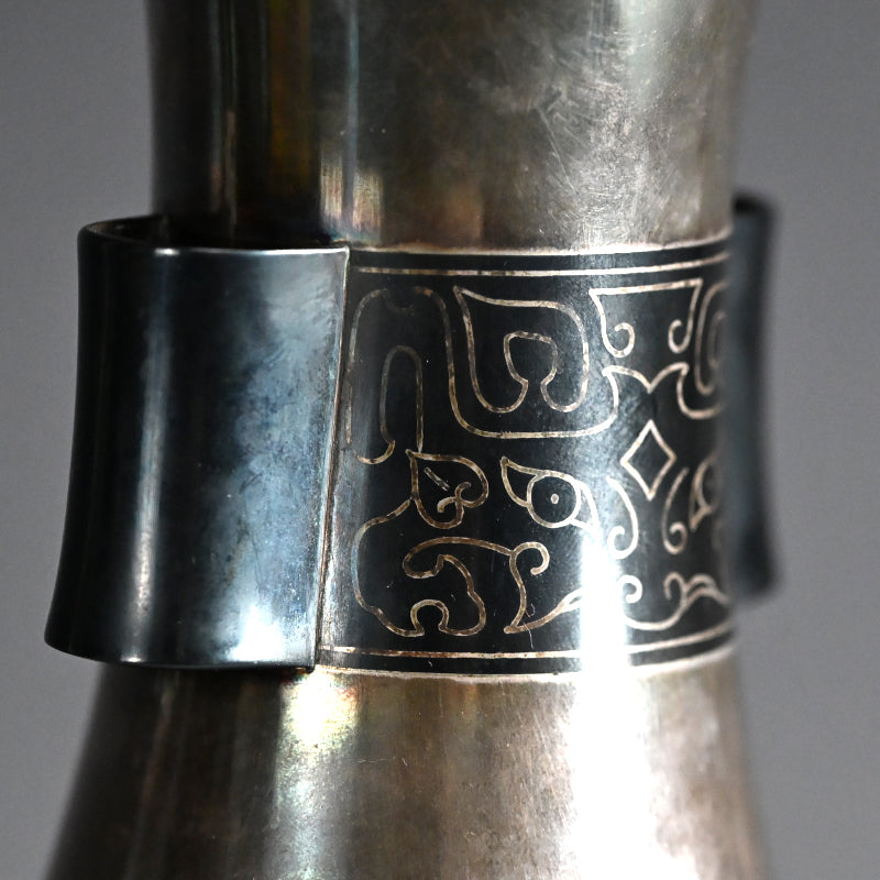 Stunning Antique Classical Japanese Solid Silver Vase