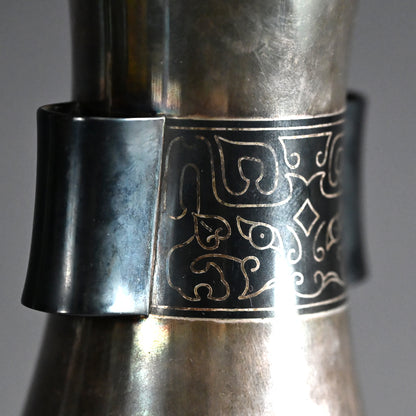 Stunning Antique Classical Japanese Solid Silver Vase