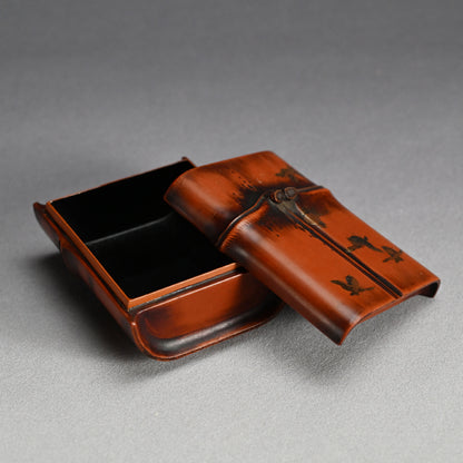 Elegant Small Lacquered Bamboo Futamono Box