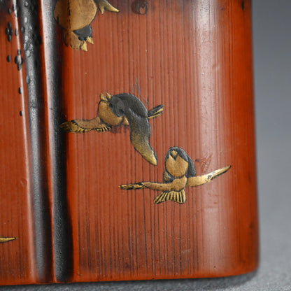 Elegant Small Lacquered Bamboo Futamono Box