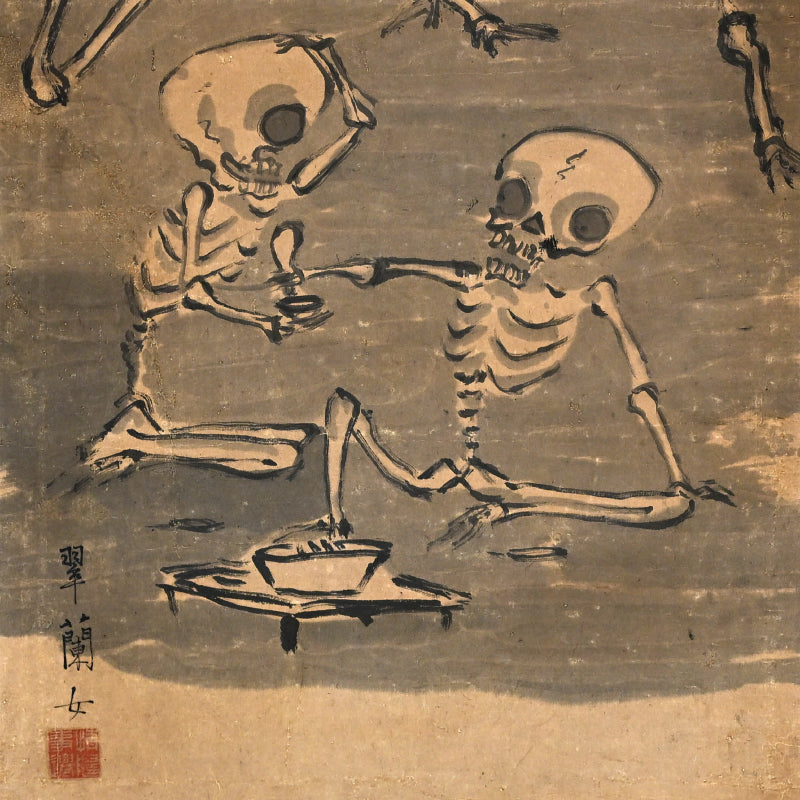 Rare! Meiji p. Female Artist Skeleton Painting ー辻 翠蘭