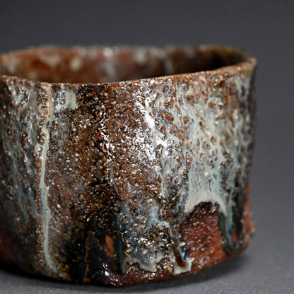 Dramatic Ash Glazed Chawn Tea Bowl ー加古 勝己 “灰釉縞茶碗”