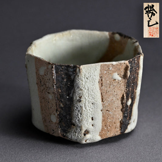Striking Early Chawan Tea Bowl ー加古 勝己 “灰釉掛分け茶碗”